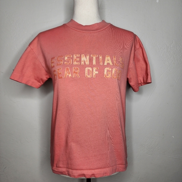 FEAR OF GOD Essentials Pink Crew Neck Tee Size 10/Large - Picture 1 of 10